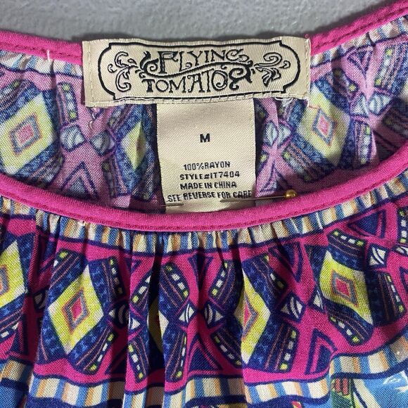 Anthropologie Flying Tomato Blouse Cold Shoulder Aztec Geometric Womens Size M - Picture 4 of 10